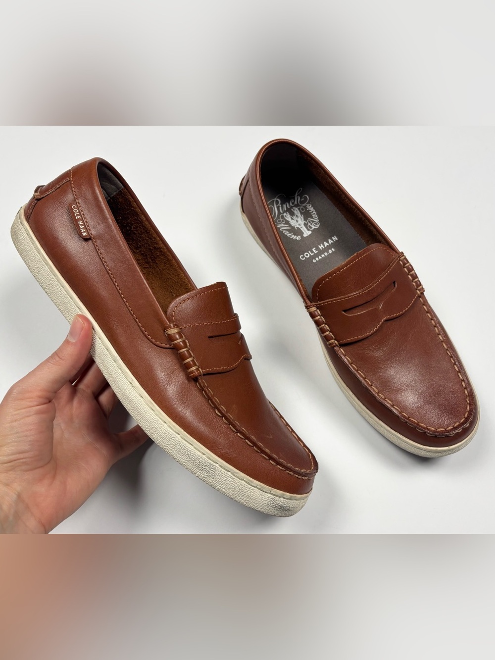 Cole Haag Men’s Pinch Maine Classic Brown Leather Penny Loafers - Picture 2 of 9